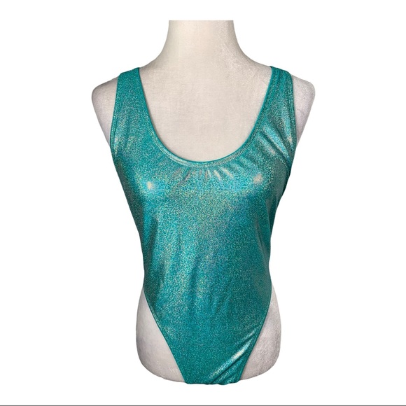 Dippin' Daisy's Other - Dippin’ Daisy’s Glitter Sparkle Teal Blue High Leg One Piece Swimsuit